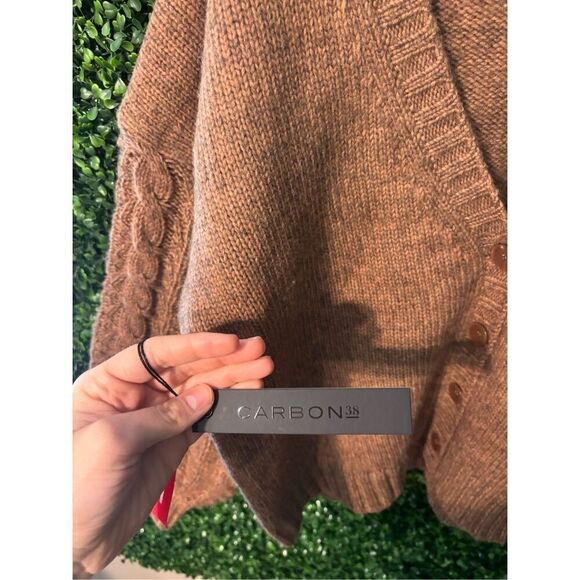 Carbon38 Cable Knit Mushroom Brown Chunky Cardigan Sz XL NWT - Picture 6 of 7